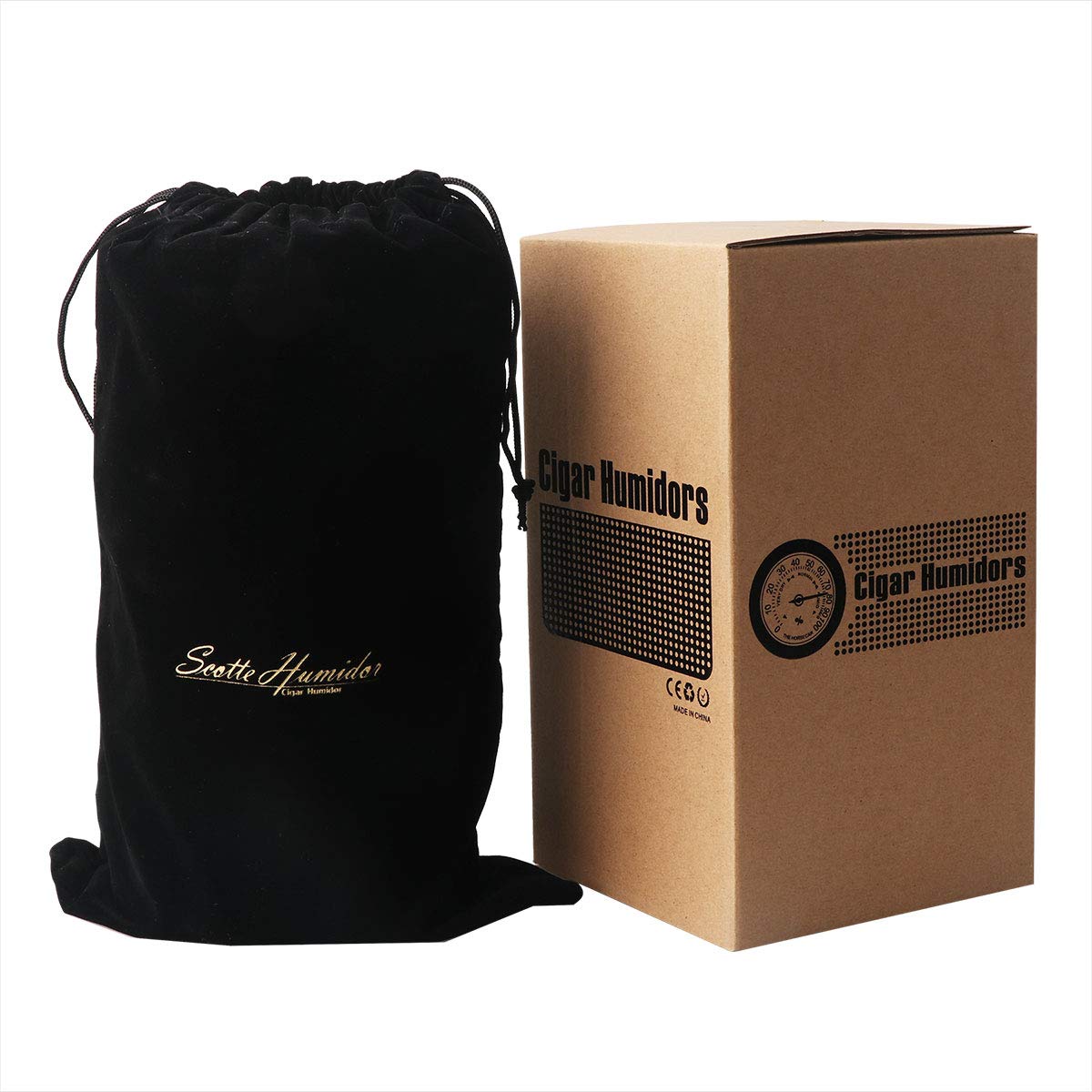 Scotte Cigar Humidor Case/Jar,Leather Cigar Case Cedar Wood Lined Cigar Box