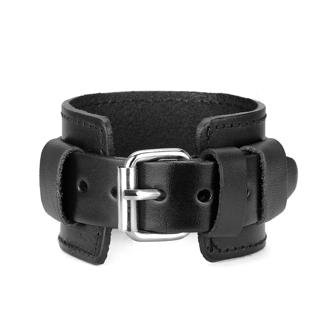 Bjesinmo Punk Leather Bracelet for Men Leather Wristband Handmade Wide Cuff Bangle Braided Jewelry Adjustable - Gifts