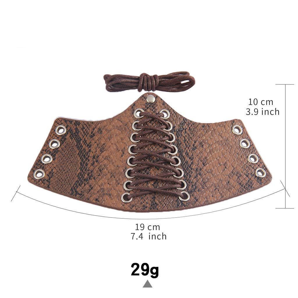 GelConnie Leather Gauntlet Wristband Medieval Bracers Snakeskin Viking Wrist Guards Archery Guards Bracers Wide Arm Armor Cuff for Women Men Halloween Renaissance Costume Props