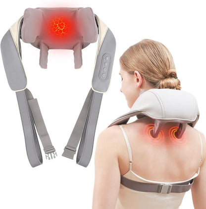 Neck Massager with Heat Function Wireless Portable Neck Shoulder Massager,2 Modes 2 Levels Massager Women Men Gift-Home,Car,Office
