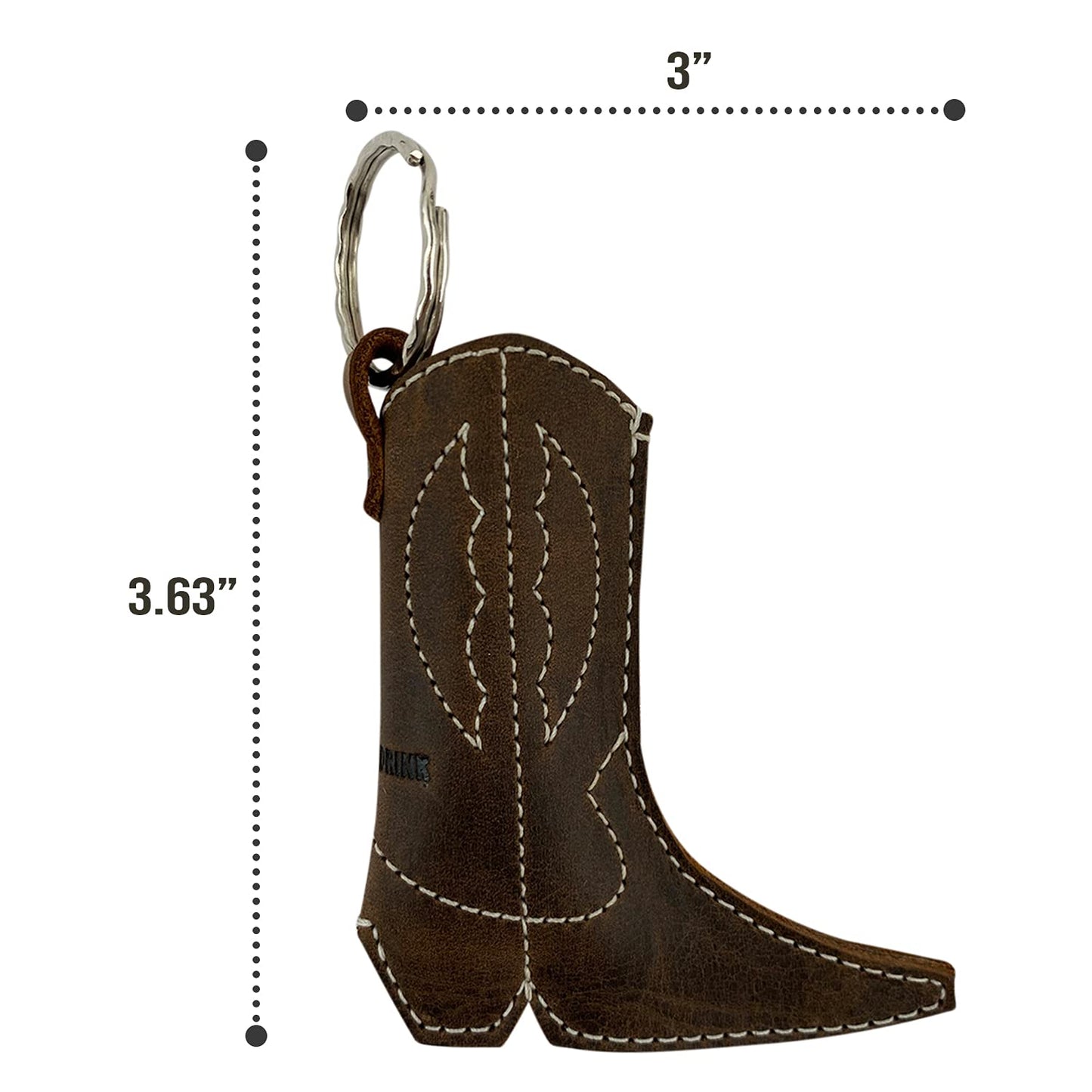 Hide & Drink, Boot Lighter Keychain Handmade from Full Grain Leather - Cute, Trendy, Stylish, Accessory - Keyring for Easy Attachment to House, Car, Office Keys - Bourbon Brown