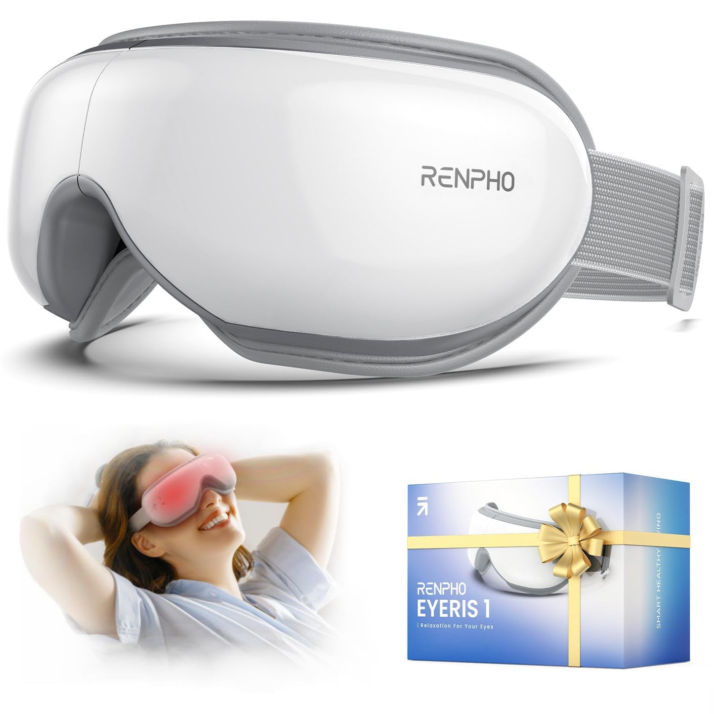 RENPHO Eyeris 1 - Eye Massager with Heat, Eye Massage Mask with Bluetooth Music, Compression, Eye Care Device for Relieve Eye Strain, Improve Sleep, Ideal Gifts for Women Men