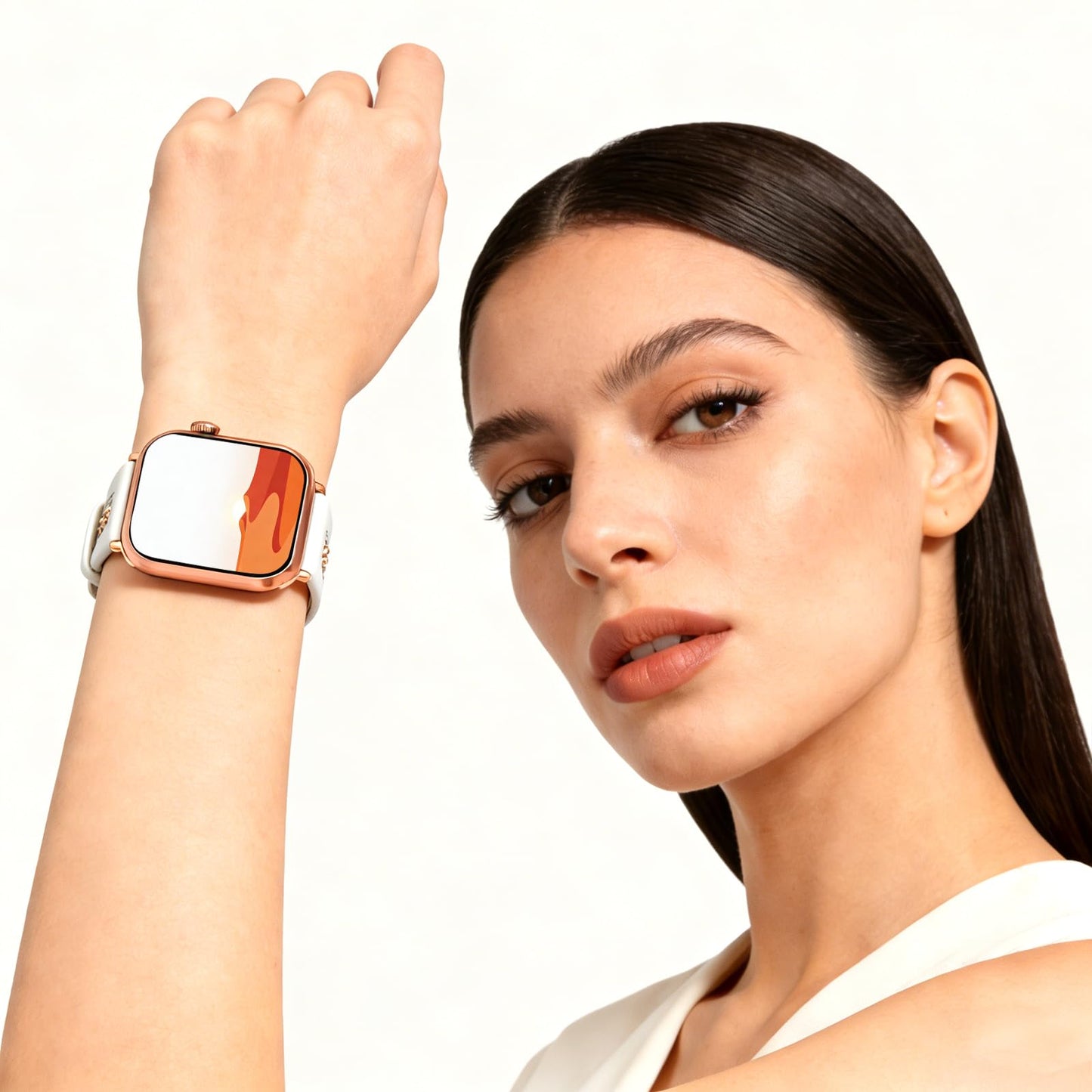 Handodo Italian genuine leather apple watch band with Gold Chain Details, Compatible with Apple Watch Series 11 10 9 8 7 6 5 4 3 2 1 SE SE2 Ultra 2/3, iwatch bands for women men 40mm 38mm 41mm 42mm 44mm 45mm 46mm, SGS Certified,white