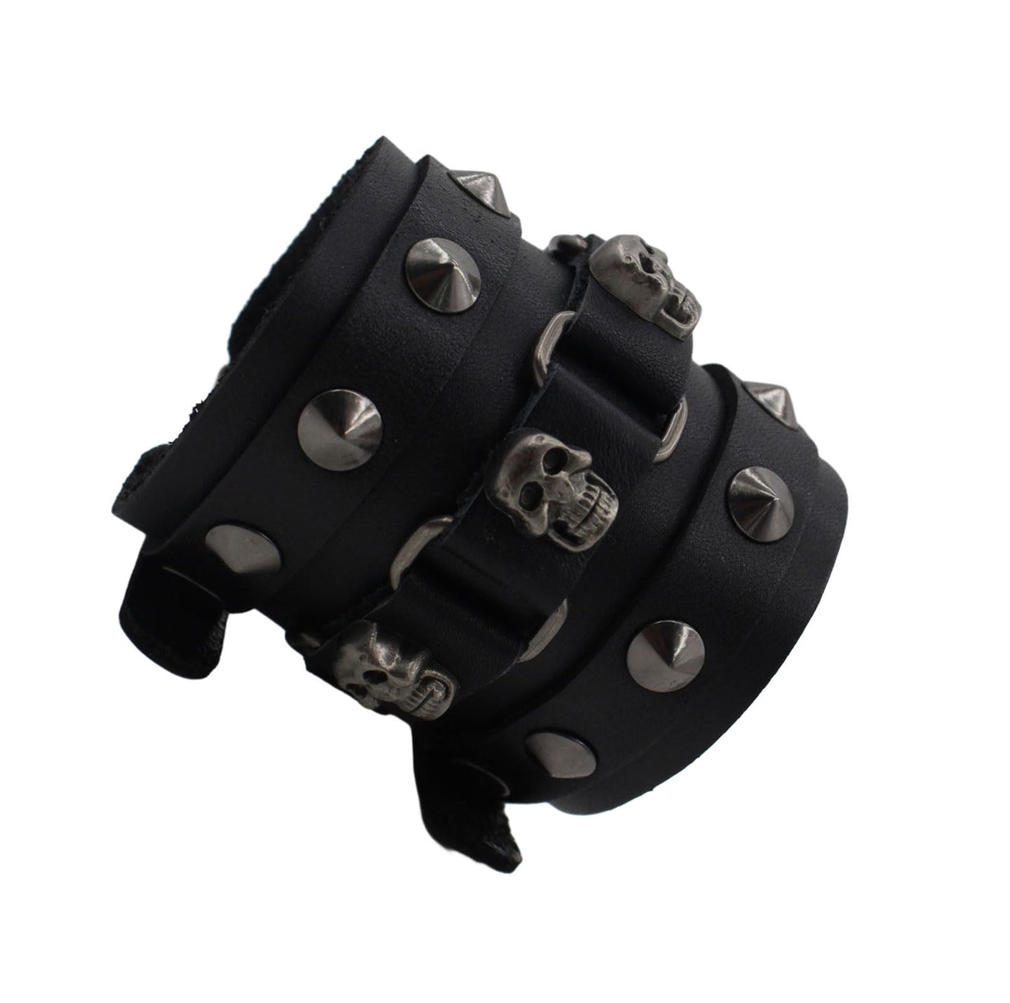 Scddboy Men's Wide Cuff Wristband,Punk Rock Biker Wide Gothic Leather Bracelet