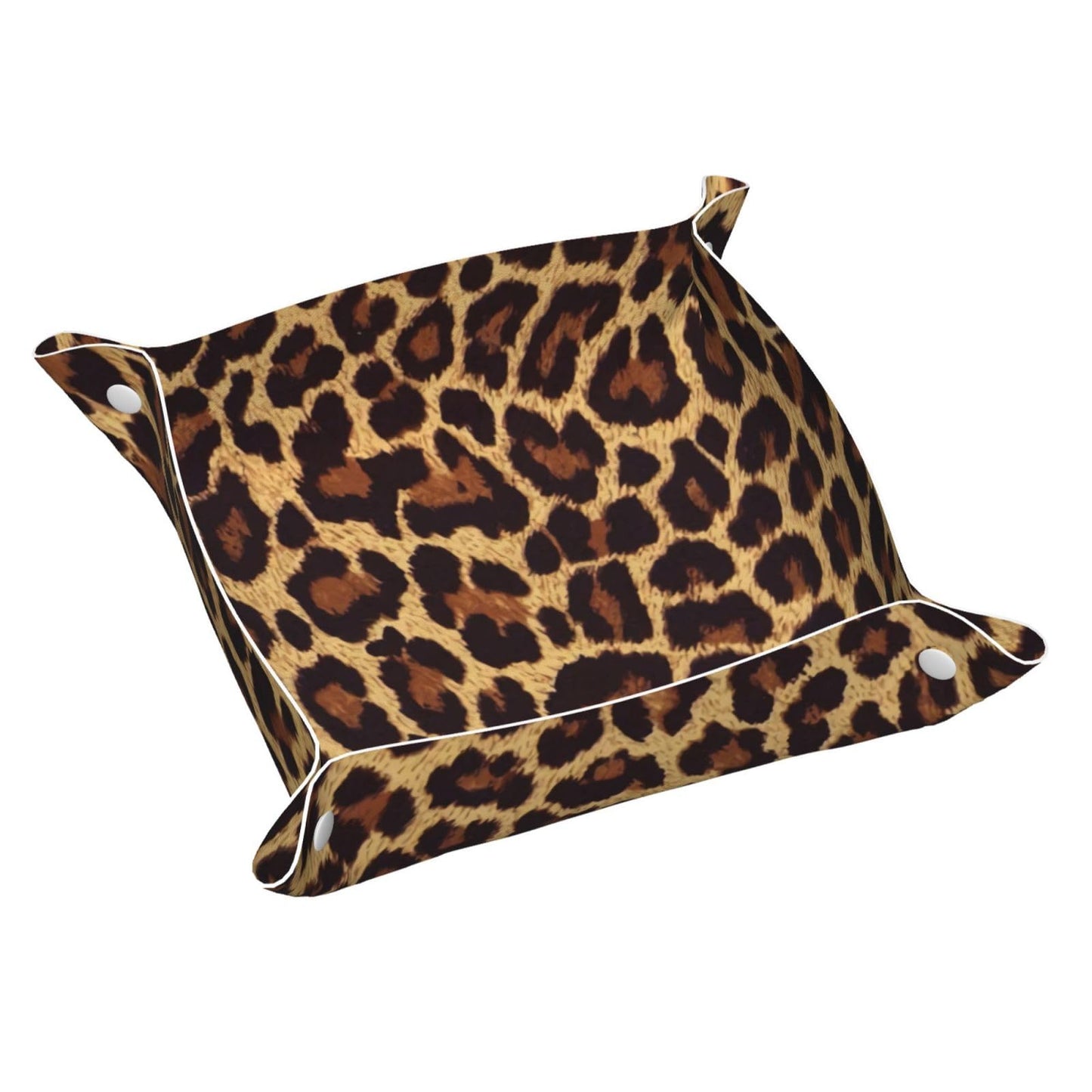 SGFJEWTQ Valet Tray Leather Cool Cheetah Leopard Portable Catchall Tray Desktop Storage Organizer Bedside for Men Women Jewelry Keys Coin Candy Sundries Medium