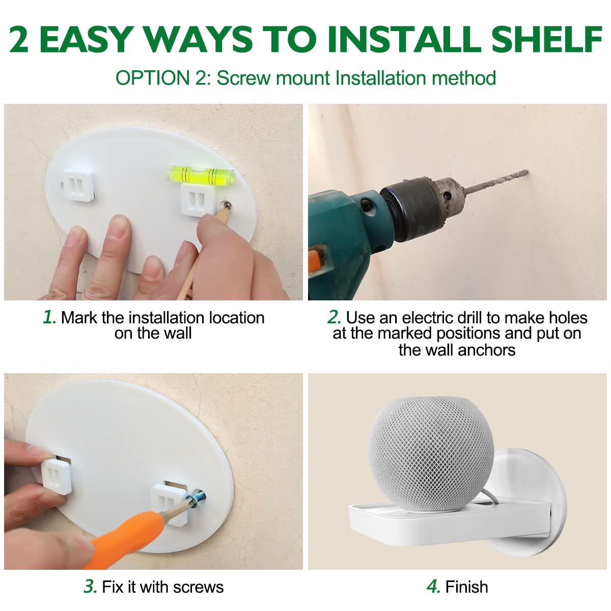 Outlet Shelf Holder Fit for Decorator Receptacle, Bathroom Decor Built-in Cable Management,Space Saving Homepod Mini,Google Home/Echo/Smart Speakers/Electric Toothbrush/Cell Phone (Decora)