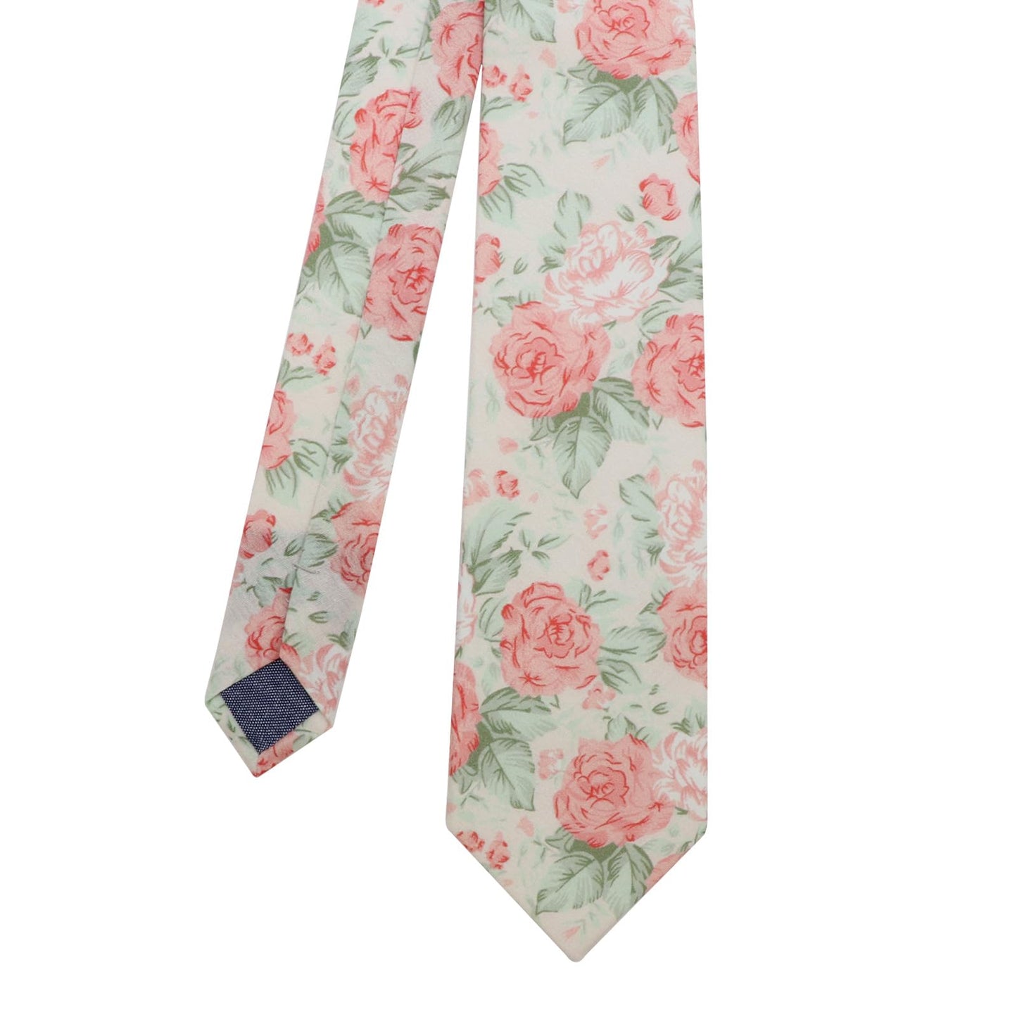 GHTIYLP Cotton Floral Ties for Men 2.56" Men's Skinny Tie Linen Flower Printed Neck Tie for Wedding Dating Party (Pink Peony)