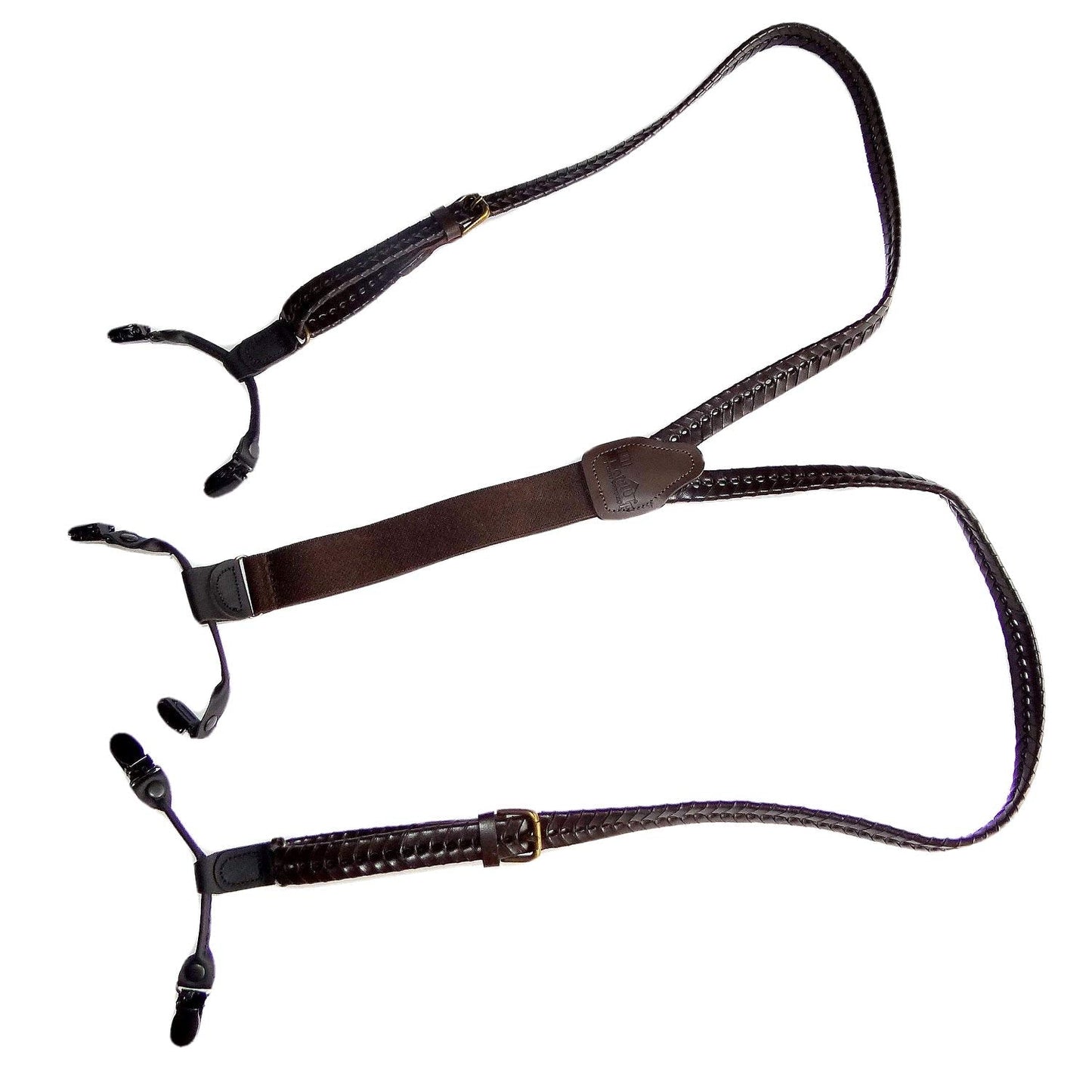 Holdup Leather Suspenders for Men(Brown Braid)