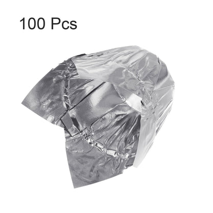 HARFINGTON 100Pcs Tulip Cupcake Liners Standard Aluminum Foil Baking Cups Greaseproof Wrappers Disposable for Birthday Banquets Party, Silver Tone