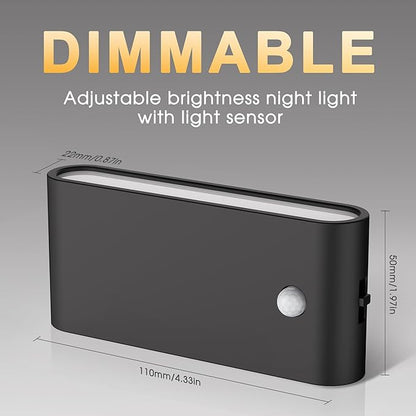 Briignite Motion Sensor Night Light, 2 Pack Motion Activation Night Lights Plug into Wall, Auto On Off, 0-100LM Dimmable Night Light Plug in, 3000K Warm White LED Nightlight for Kids Bedroom Hallway