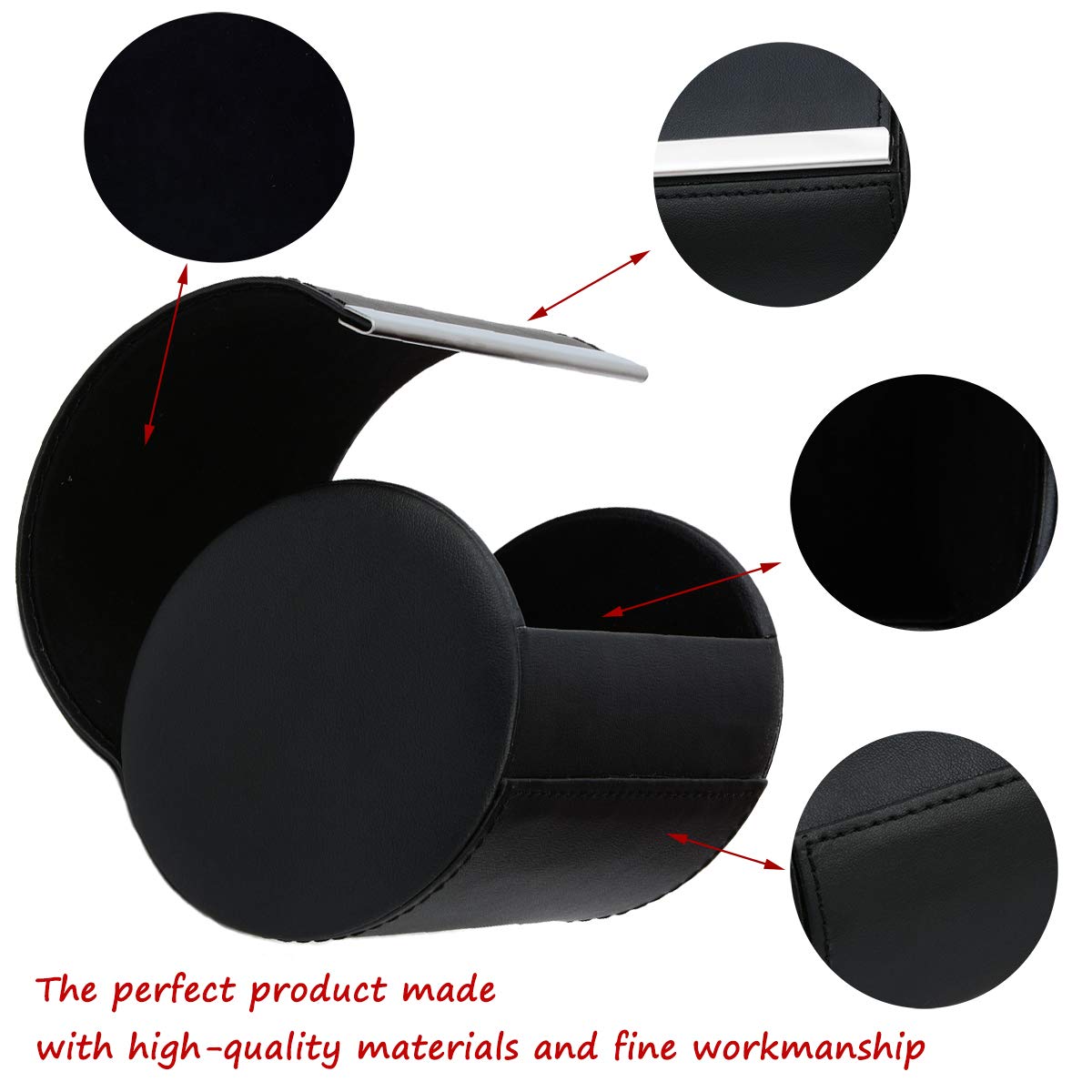 Iristide Neck Tie Box Formal Cylinder Men's Classy Necktie Travel Storage Case (Black)