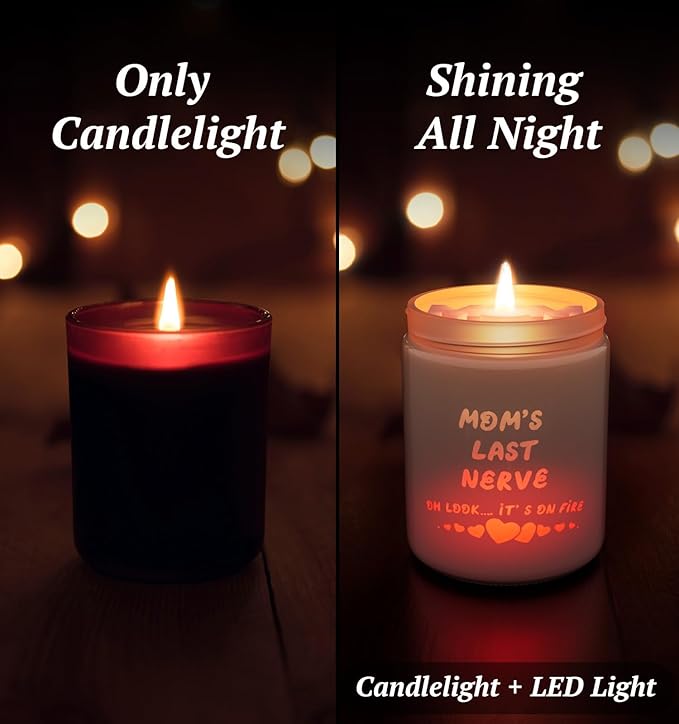 Christmas Candles with LED Light,Christmas Gifts for Women, Orange Rose Scented Candles,Holiday Candle Gifts for Mom,Perfect for Xmas,New Year,Winter Décor,Over 40 Hours of Burn Time, 100% Soy Wax