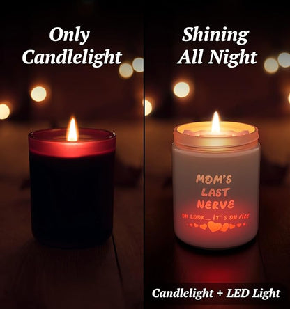 Christmas Candles with LED Light,Christmas Gifts for Women, Orange Rose Scented Candles,Holiday Candle Gifts for Mom,Perfect for Xmas,New Year,Winter Décor,Over 40 Hours of Burn Time, 100% Soy Wax