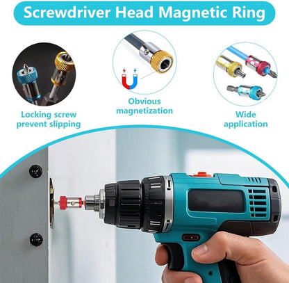 6 PCS Upgraded Screwdriver Head Magnetic Ring, 1/4 Inch/6.35mm Universal Screw Magnetizer Ring for Hex Screwdriver & Power Bits (Mix)