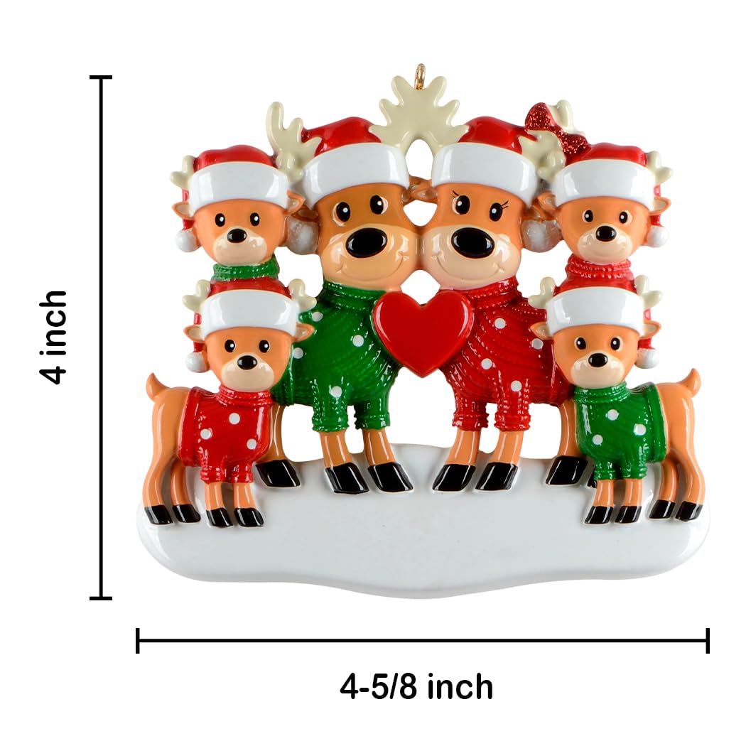 Personalized Sweater Reindeer Family of 6 Christmas Ornament - Christmas Tree Decoration