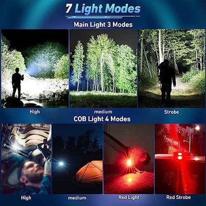 Rechargeable LED Flashlights High Lumen,99,000 Lumens Super Bright Flashlight,Powerful Flash Light 7 Modes with COB Work Light IPX7 Waterproof for Outdoor Emergency Camping Hiking¡¦