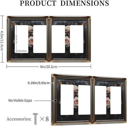 Decorative Art Light Switch Covers Elegant Rose Bouquet Art 4 Gang Rocker Decora Outlet Covers Electrical Faceplate GFCI Wall Plate for Home Decor