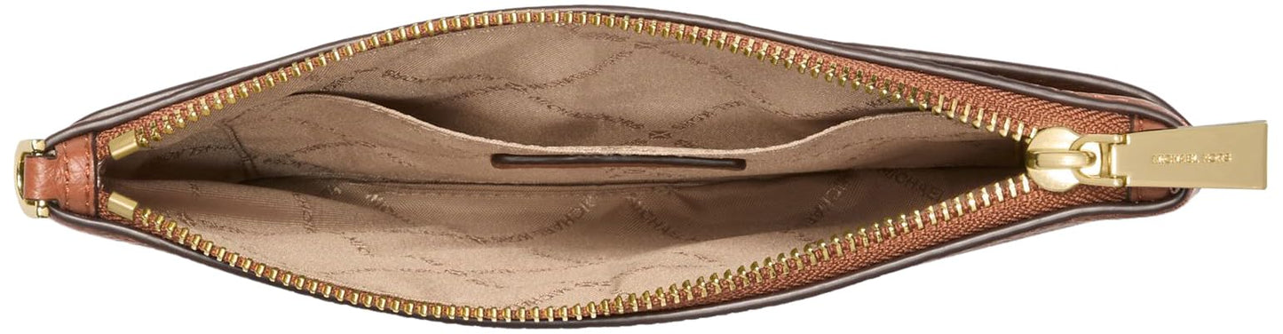 Michael Kors Women's Jet Set Charm Medium Top-Zip Wristlet, Gold-Tone Hardware/Luggage