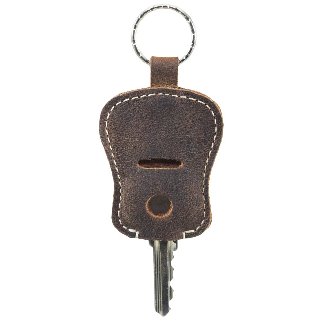 Hide & Drink, Leather Guitar Keychain/Holder With Pouch for Most Used Key, Musicians :: Bourbon Brown