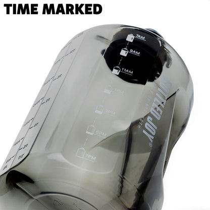 MYSHAKER 1 Gallon Water Jug with Flip-top Lid and Handle Strap, Leak-proof BPA Free Reusable Time Marker Reminder Large Capacity Gallon Water Bottle for Outdoor Sports Fitness Gym Hiking