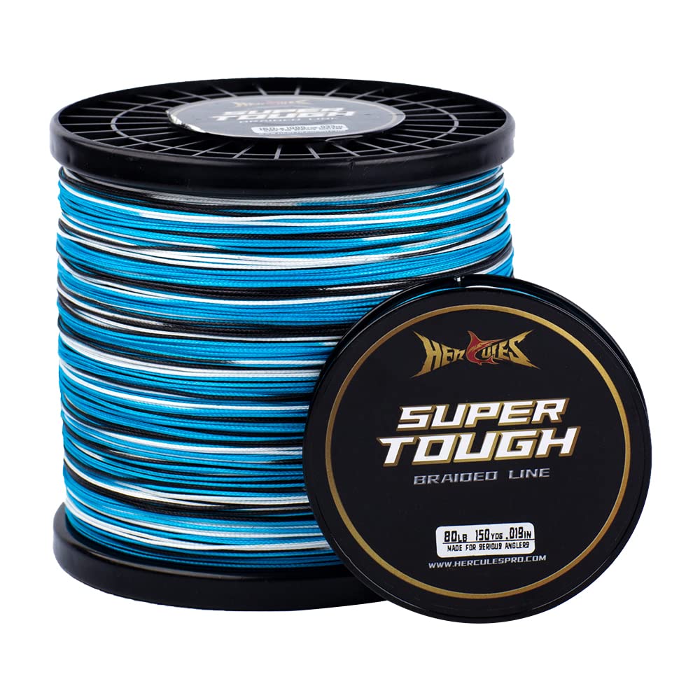 HERCULES Super Tough Braided Fishing Line 25 pounds Test Blue Camo 25LB (500 Yards) - 4 Strands