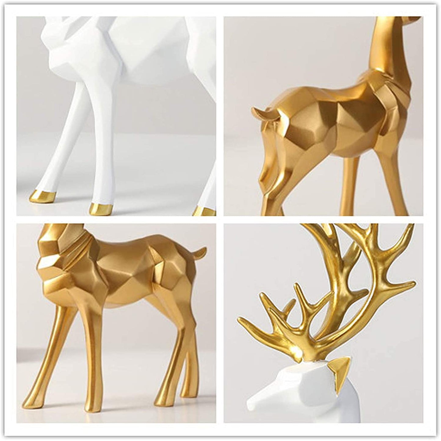 EIUY Nordic Style Origami Elk,Resin Sitting Standing Deer Statues, Creative Craft Reindeer Figurines, Ornaments Living Room TV Cabinet Wine Cabinet Gifts for Home Decoration One Pair (Golden)