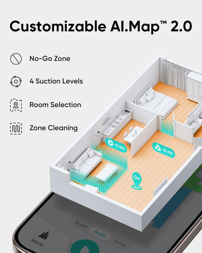 eufy Like-New RoboVac G30 Verge, Robot Vacuum with Home Mapping, 2000Pa Suction, Wi-Fi, Boundary Strips, for Carpets and Hard Floors (Renewed)