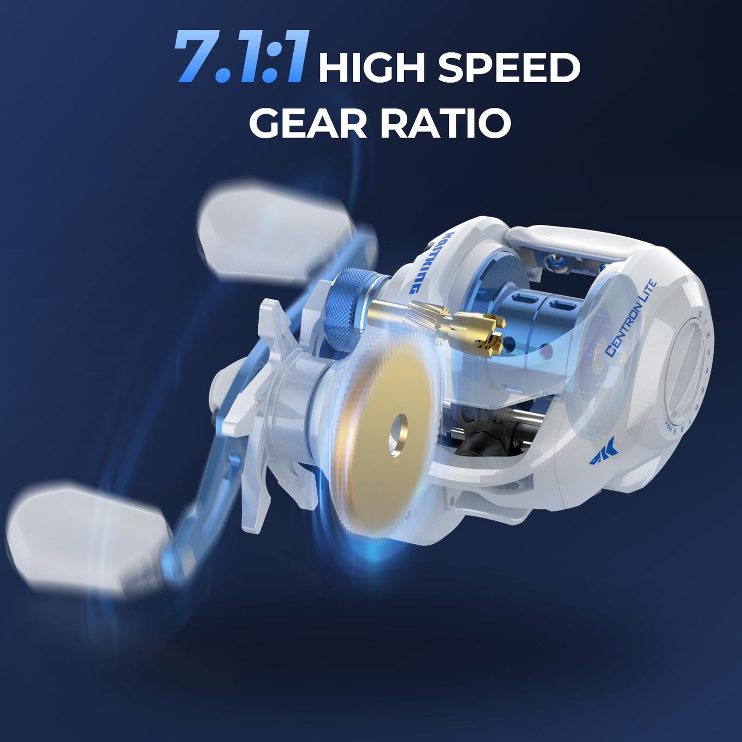 KastKing Centron Lite Baitcasting Fishing Reel Combo 7'0" MH Left Handed Reel White