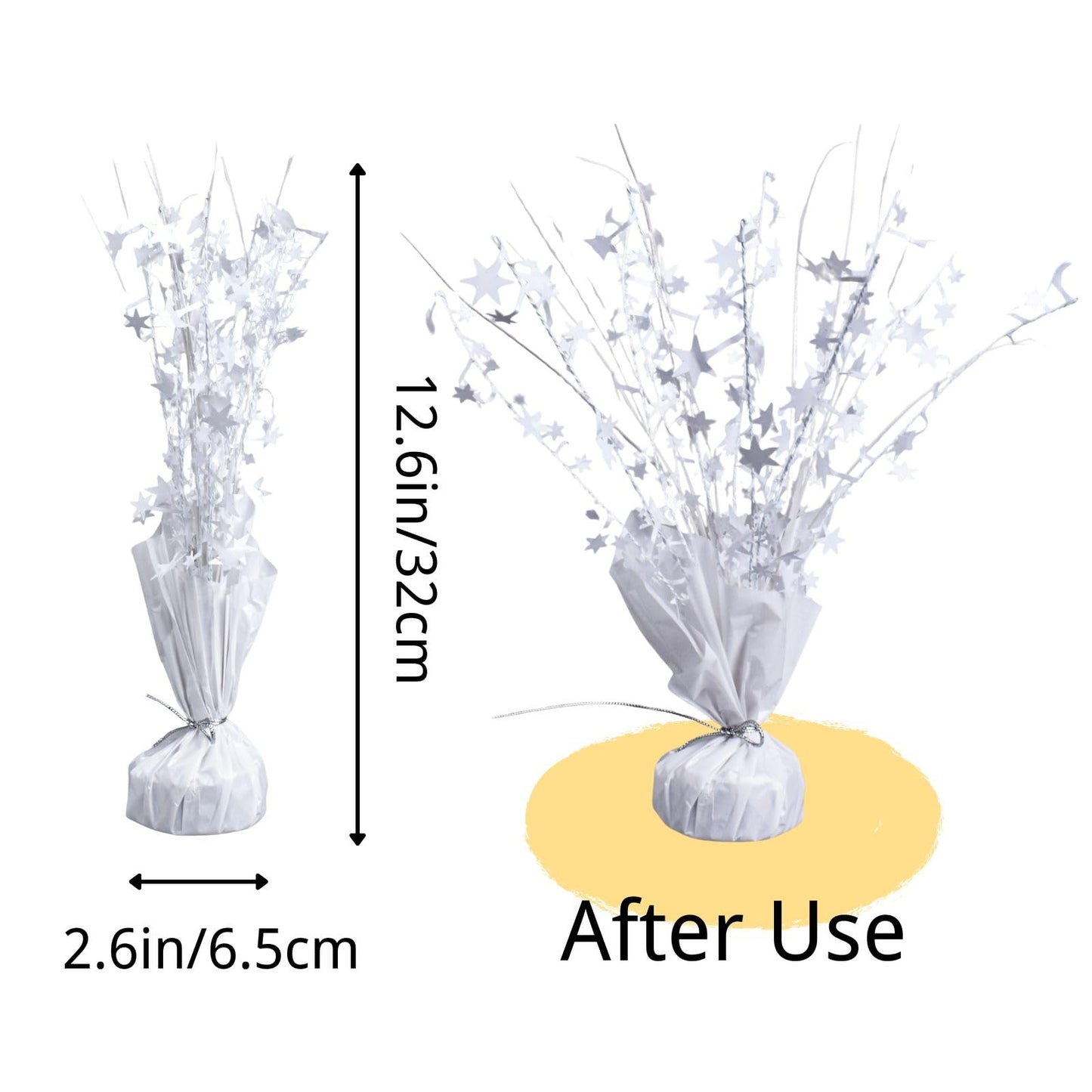 6 Pack Metallic Foil Spray Centerpiece Star Table Decoration Burst Table Centerpieces for Birthday Wedding Anniversary Graduation Holiday Party Supplies Decor (White)