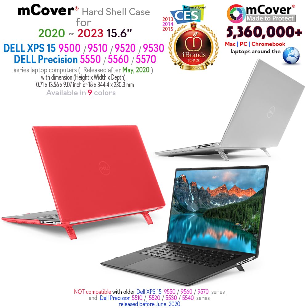 mCover Clip-On Protective Case for 2020-2023 Dell XPS 15 9500/5500 Laptops, 15.6" Screen, Black