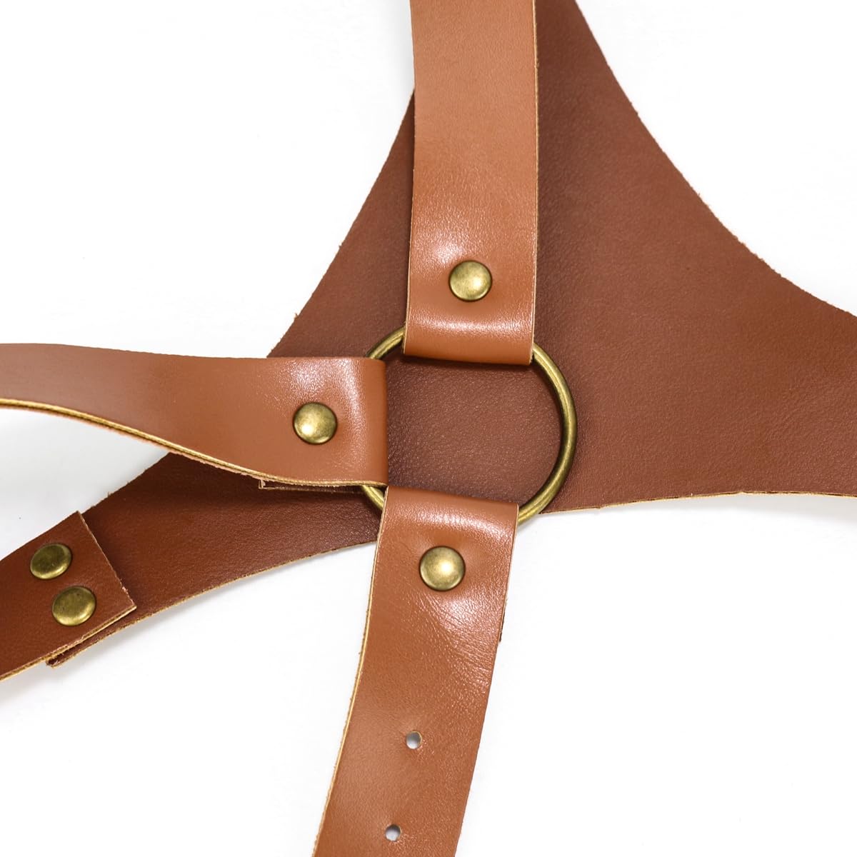BaronHong PU Leather Renaissance Suspenders,Vintage Men's Back Support Harness,Metal Hooks for Men,Steampunk,Handmade(brown,M)