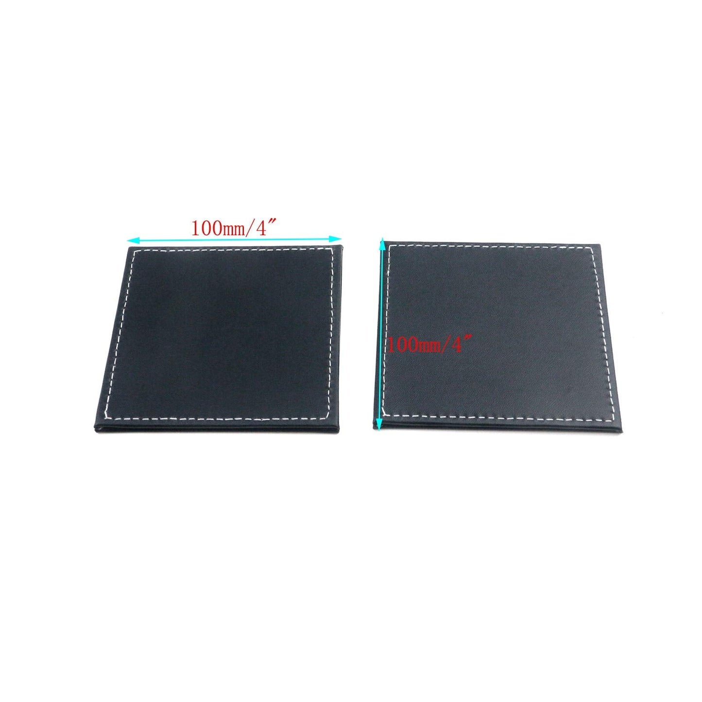 Semetall Drink Coasters 6 Pack Premium PU Leather Square Coasters for Drinks Heat Resistant Drinks Coasters with Coasters Storage Box Black Coaster Fit Common Size Drinking Glass(4"x4"x0.2")