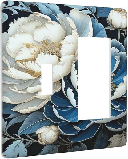 Floral Art, Peonies, Botanical Illustration, Digital Painting, Large Flowers, Intricate Details, White Peony, Blue Peony