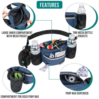 PetAmi Dog Fanny Pack, Treat Pouch for Dog Walking, Training, Built in Poop Bag Dispenser, Water Bottle Holder, Collapsible Bowl, Pet Treat Waist Belt for Hiking, Running, Kibbles (Camo Black)