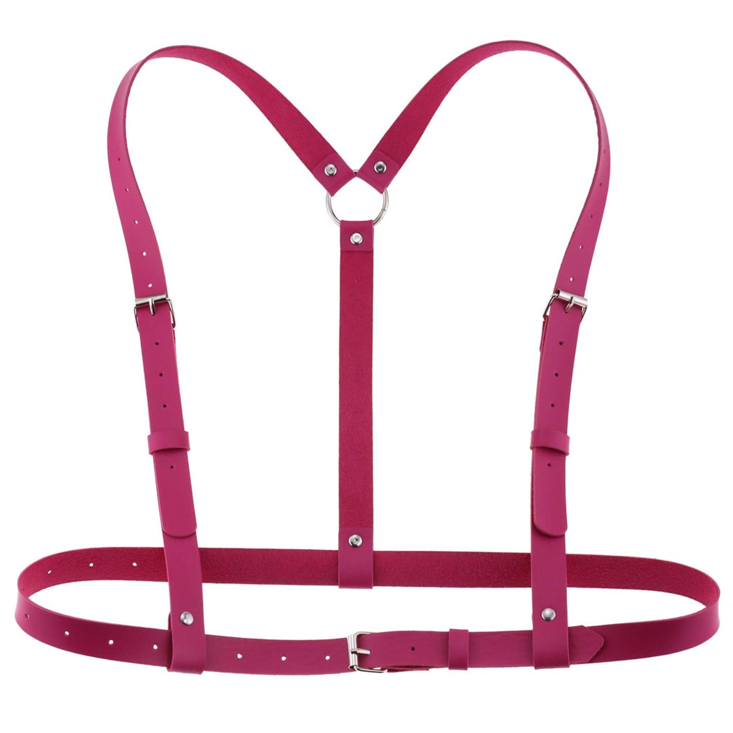 Yuschuh Women Girl Punk Leather Harness Belt Adjustable Body Waist Belt Accessories Belt Goth Waist Straps Belt Rose Red