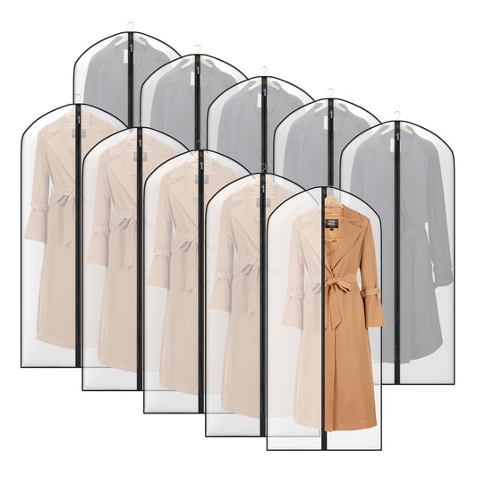 Zilink 54" Coat Bags for Storage Dust Proof Hanging Garment Bag for Closet Dress Cover for Closet Storage with Full Zipper for Fur Coat Leather Jacket Dress Closet Storage, Set of 10