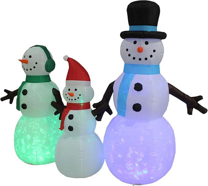 8 ft Wide Snowman Family w/Prism Lights