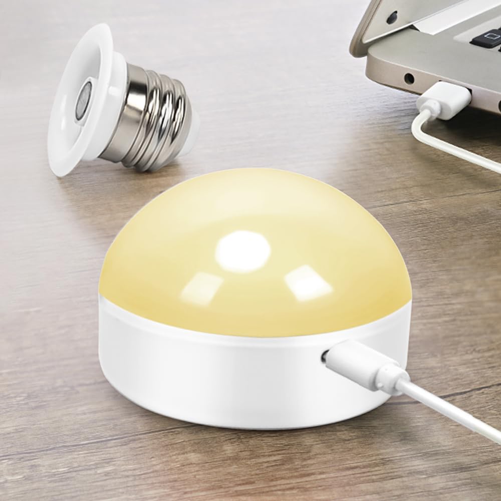BLUEYE Night Light,BPA Free,Remote Control,3CCT Colors,2000mAh Battery,Manual Button,No Flicker for Kids,Baby,Nursery,Small Portable Lamp,3 Timer,Dimmer,E26 Rechargeable Light Bulb for Non-Hardwired