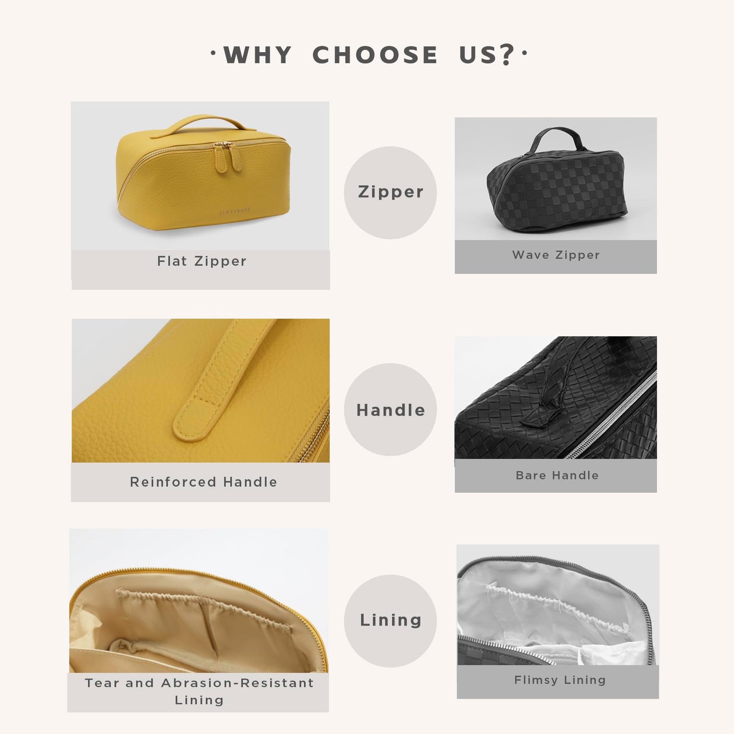 JINYIBAGS Travel Makeup Bag – Large Cosmetic Organizer with Waterproof PU Leather, Smooth Double Zipper & Tear-Resistant Lining, Toiletry Pouch for Women (Yellow)