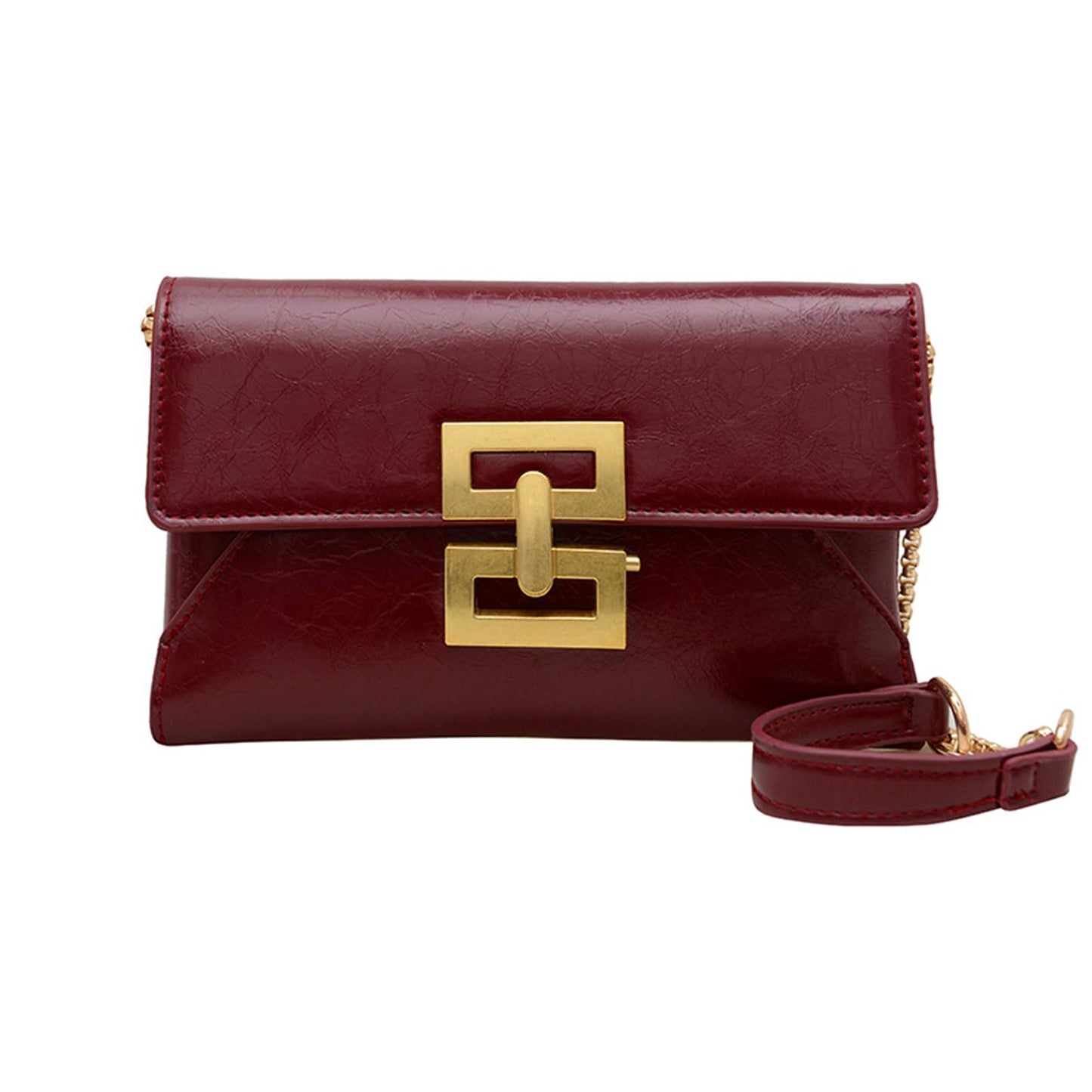 GRUMOTA Mini Burgundy Crossbody Envelope Bag for Women,Vintage PU Leather Clutch Purse, Small Evening Handbags(Wine Red)