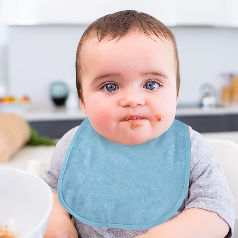 Vicloon Baby Bibs, 8Pcs Terry Bib Set, Baby Bibs for Girls & Boys, Terry Drool Cotton Bibs Waterproof Protection, Adjustable Hook-&-Loop Closure, Baby Bibs for Drooling and Teething(Color)