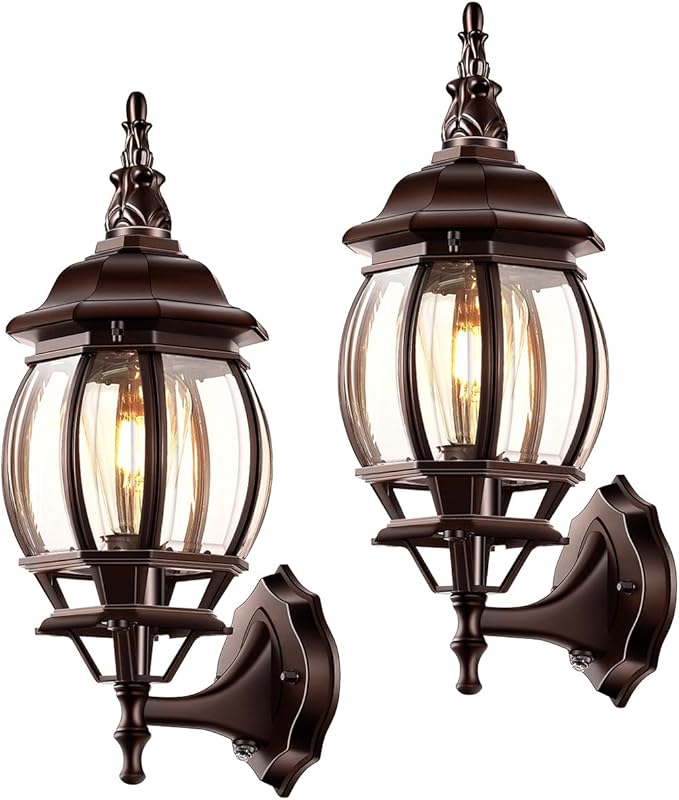 VIANIS 2-Pack Oil Rubbed Bronze Dawn to Dusk Outdoor Light, Outside Lighting Fixtures for House, 100% Aluminium Exterior Porch Lights Wall Mount, Modern Garage Sconce Lights Outdoor Wall Lantern Lamps