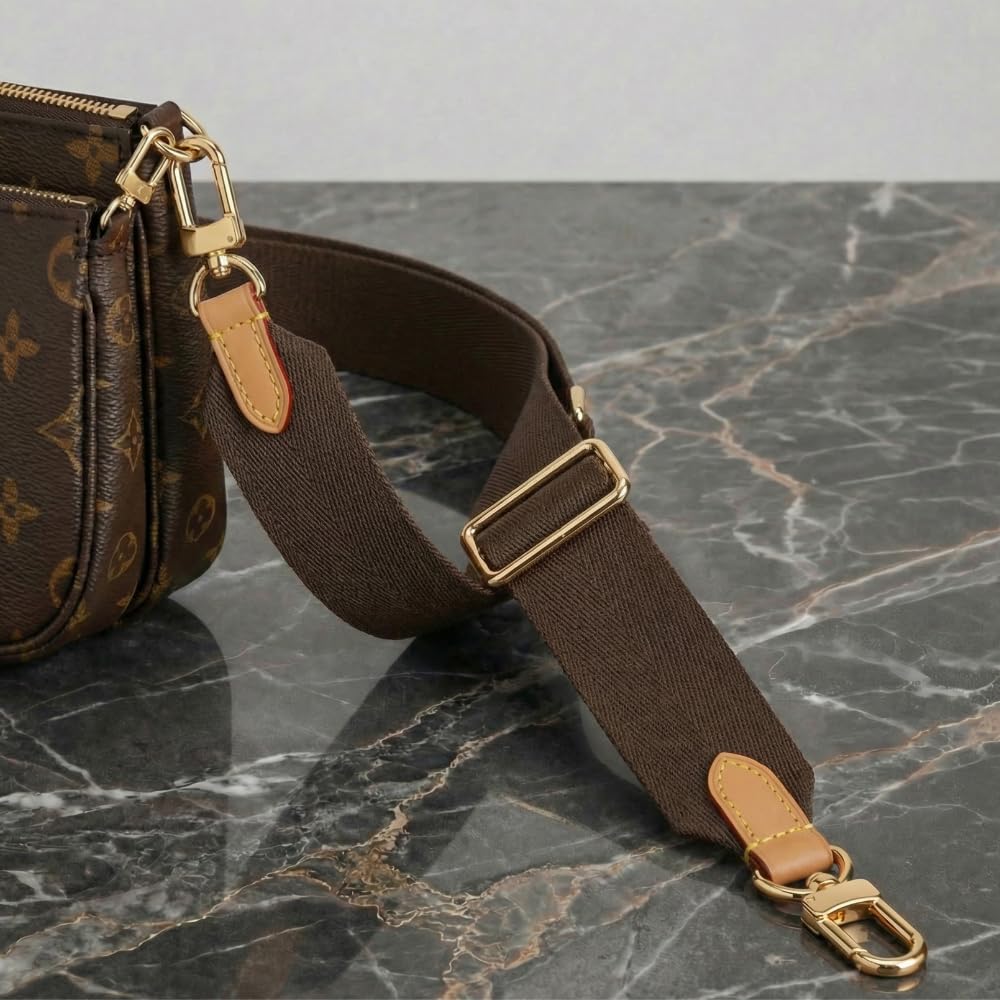 LAVIEV Wide Purse Strap Crossbody Replacement Strap for Handbags Adjustable Black and Brown Leather Purse Strap (Brown-Honey Leather)