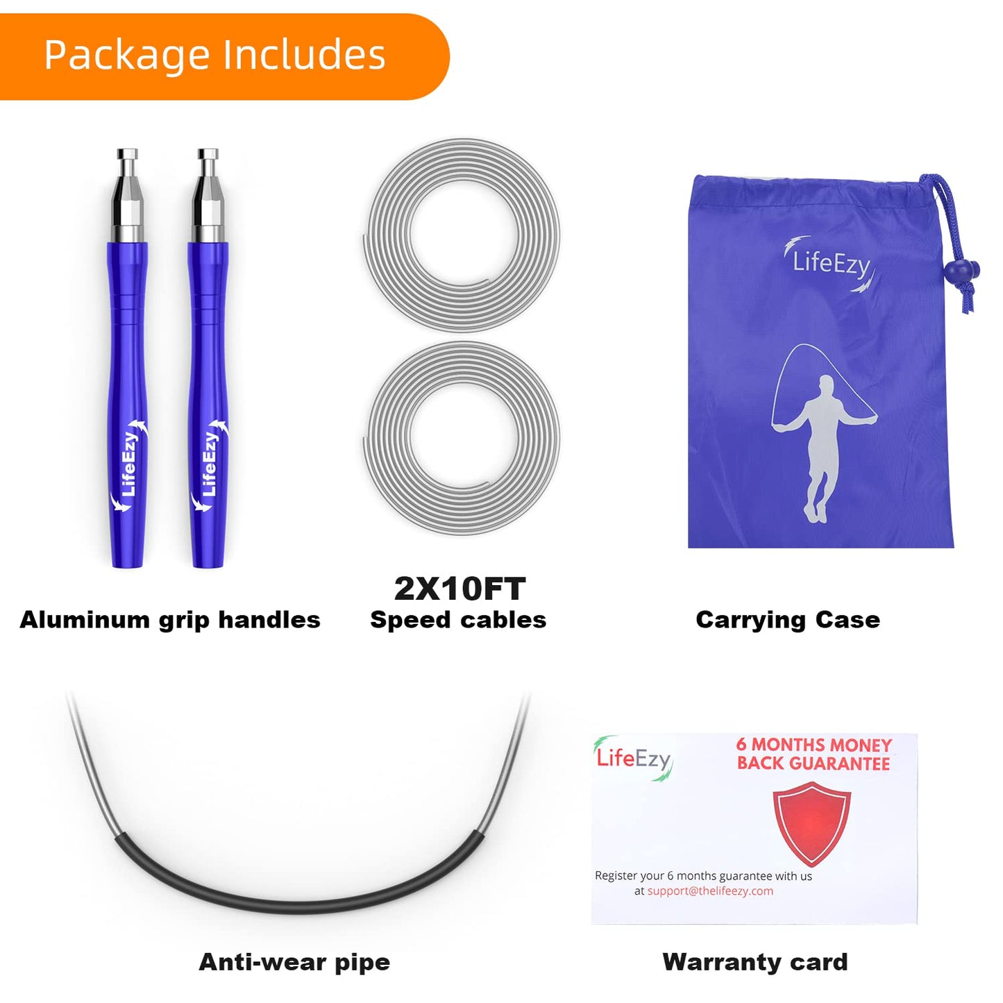 Jump Rope, High Speed Weighted Jump Rope - Premium Quality Tangle-Free - Self-Locking Screw-Free Design - Jump Ropes for Fitness - Skipping Rope for Workout Fitness, Crossfit & Home Exercises (Blue)