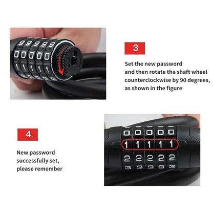CFIKTE Bike Lock: 5 Digit Combination High Security Anti Theft Bike Chain Lock,Heavy Duty Resettable Keyless Bicycle Lock for Bike, Motorcycle, Scooter, Door & Gate (Chain Length: 60cm (23.62 inch))