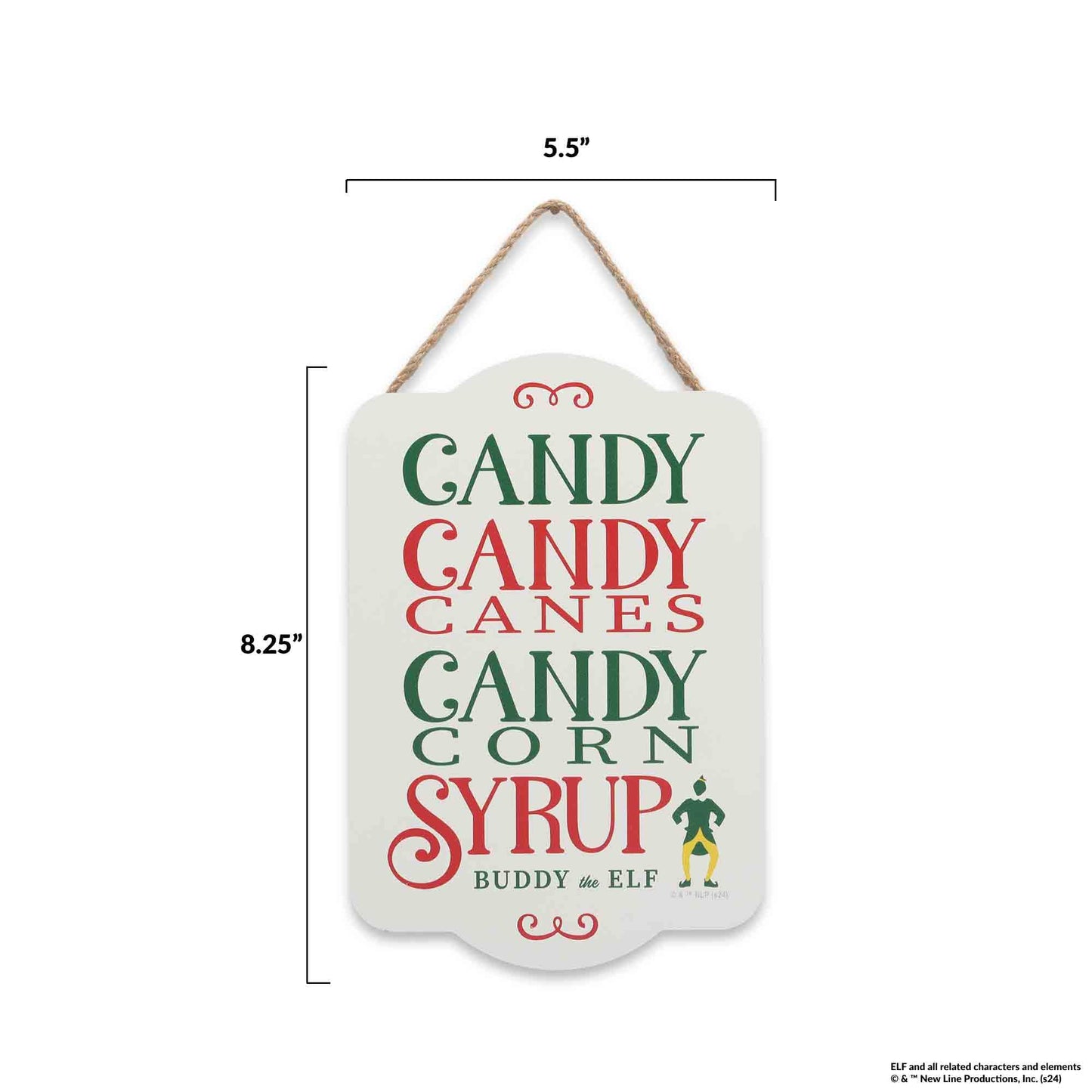Elf Movie Candy Canes Candy Corn Syrup Hanging Wood Wall Decor - Fun Elf Christmas Decoration for Home