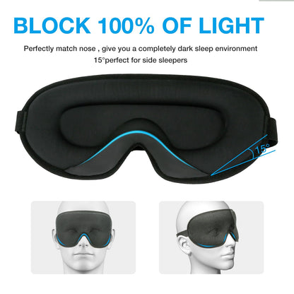 LYSIAN Sleep Eye Mask Men Women-3D Concave Comfortable Cooling Mask Blindfold for Adult Night Sleep Eyes Cover with Foam Ear Plugs for Sleeping, Yoga, Nap, Travel, Black