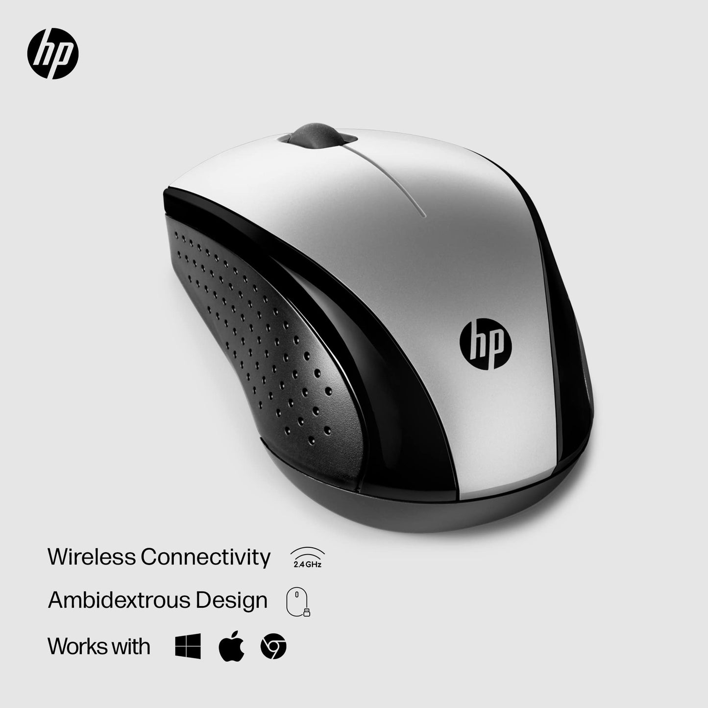 HP X3000 G3 Wireless Mouse - Black, 15-Month Battery, Side Grips for Control, Travel-Friendly, Blue LED, Powerful 1600 DPI Optical Sensor, Compatible with Wins PC/Laptop, Mac, Chromebook (683N7AA)