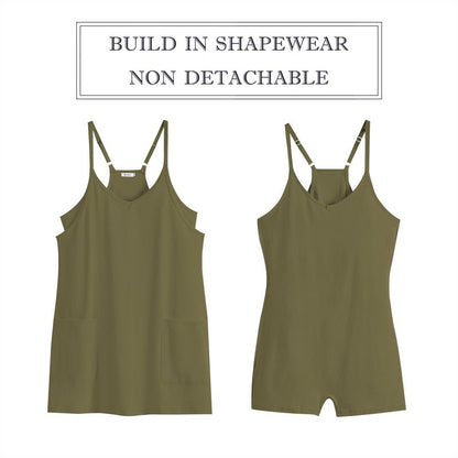 ANRABESS Women Athletic Dress Summer Tennis Workout Active Sports Mini Romper Dress Built in Shorts Travel Vacation Clothes Army Green X-Smal