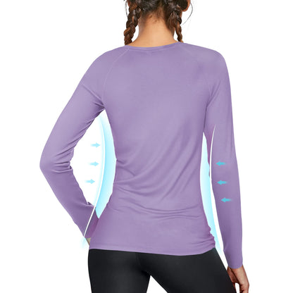 isnowood Womens Long Sleeve Rash Guard, 2 Pack UV UPF 50+ Sun Protection Shirts, Quick Dry Tops for Swimming Workout Hiking Running